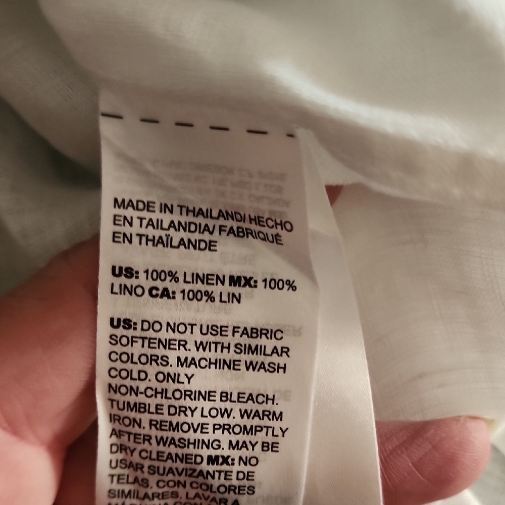 Chico's Linen White and Black Palm Leaf Tunic sz 2 (12) - Picture 5 of 7
